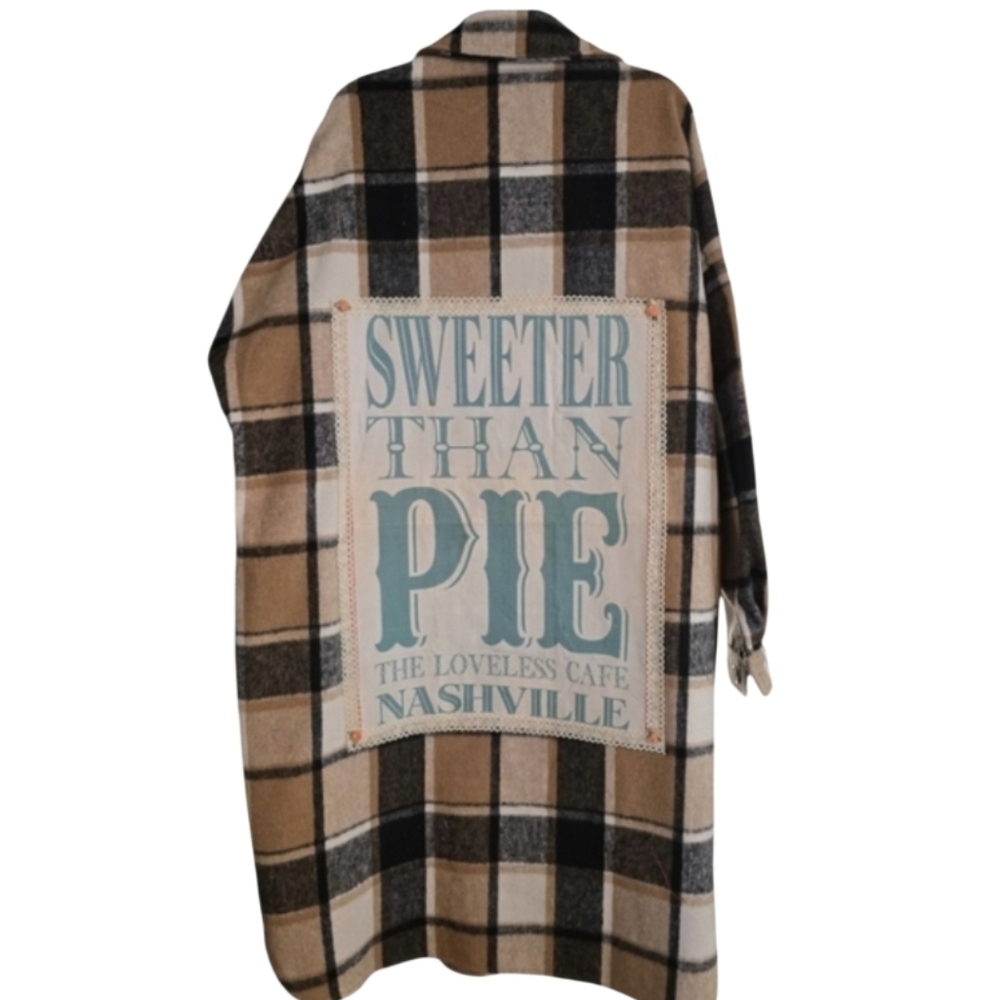 Upcycled Hand Crafted Sweeter Than Pie Flannel Shacket Size XXL NWT